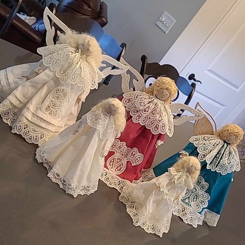 Christmas decor set of 5 handcrafted angels,